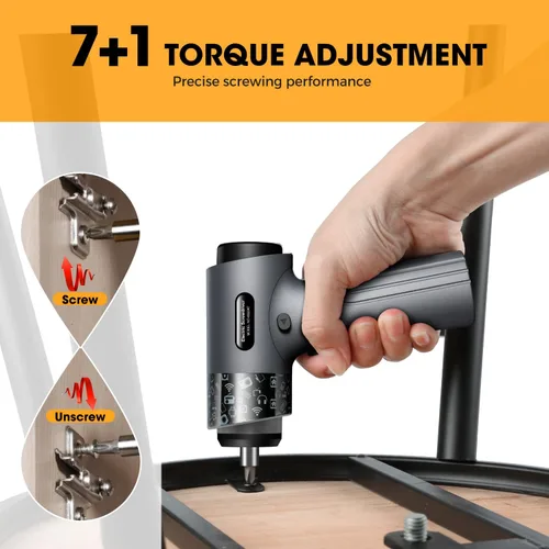 Miniatura 4 de Destornillador eléctrico inalámbrico, juego de herramientas de reparación recargable de potencia de 3.7 V con 32 puntas, pantalla digital, ajuste