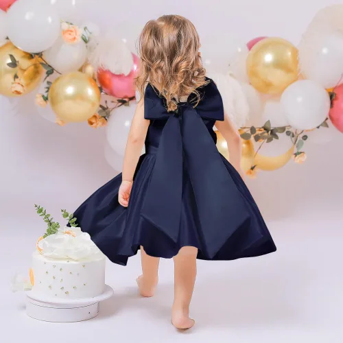 Miniatura 5 de 6M-8T - Vestido de fiesta de tutú para bebé, con lazo grande, para concurso de cumpleaños, para bautizo