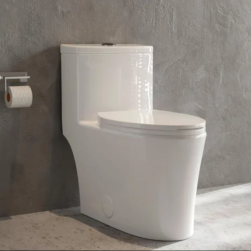 Inodoro alargado de una sola pieza, falda completa y diseño elegante, inodoro de doble descarga potente 0.8/1.28 GPF y MAP 1000g, inodoro de altura