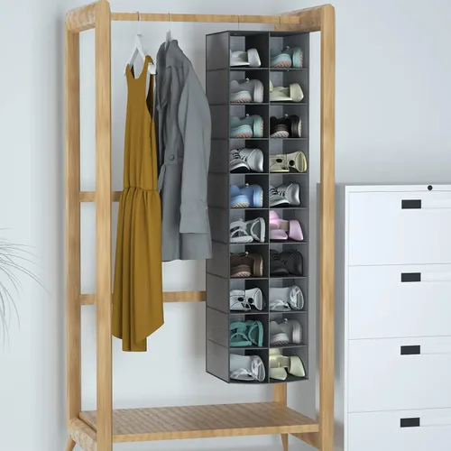 Miniatura 3 de coastal rose Organizador colgante de zapatos para armario, 20 secciones organizadores colgantes de armario y estantes de almacenamiento, soporte