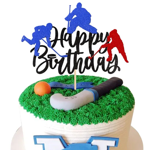 Miniatura 8 de 1 pieza de decoración de pastel de hockey con purpurina para decoración de pastel de hockey sobre hielo, jugador de hockey sobre hielo, selección