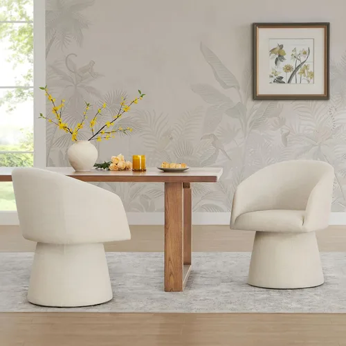 Miniatura 34 de KISLOT Juego de 4 sillas de comedor giratorias, tapizadas de mediados de siglo con respaldo alto, sillas de cocina de tela de lino para comedor, Una