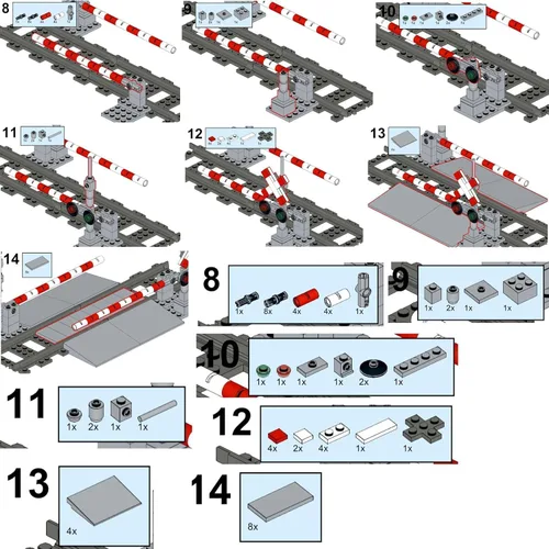 Miniatura 7 de Juego de Bloques de Construcción de Vías de Tren 01, Vías de Tren de la Ciudad, Bloques de Construcción de Paso a Nivel de Ferrocarril con Señal