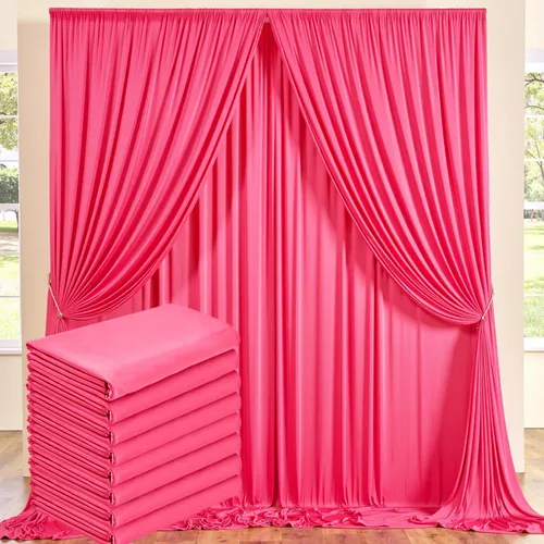 Miniatura 130 de Cortinas de telón de fondo blanco de 30 pies x 8 pies para fiestas de boda, 6 paneles de 5 pies x 8 pies, cortinas de fotografía de poliéster sin