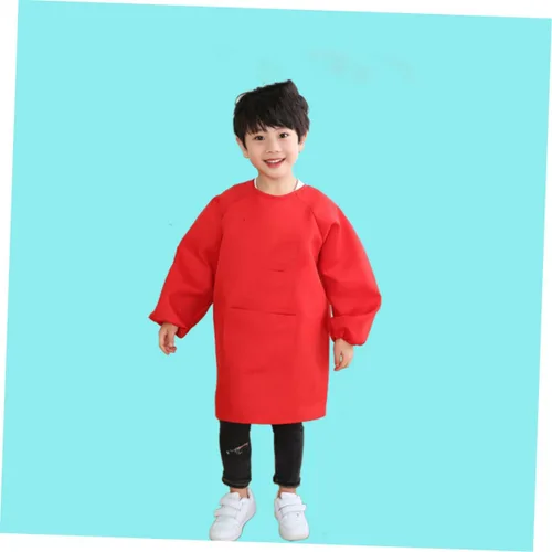 Miniatura 5 de Long Sleeve Art Smock Apron Red Painting Smock with Adjustable Closure Protective Drawing Coat for Preventing Stains and Watercolor