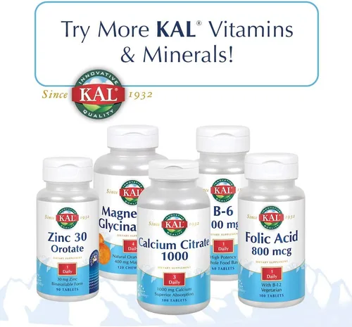 Miniatura 5 de KAL Cal/Mag/Zinc 1000 mg de calcio, 400 mg de magnesio y 15 mg de zinc Apoyo para huesos, músculos, corazón y sistema inmunológico 100