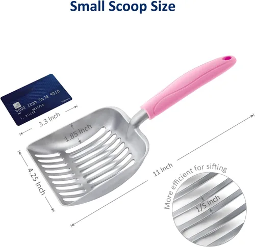 Miniatura 2 de WePet Cuchara de arena para gatos, tamiz de aleación de aluminio, pala de metal profunda, mango largo, tamizado de excrementos, levantador de heces