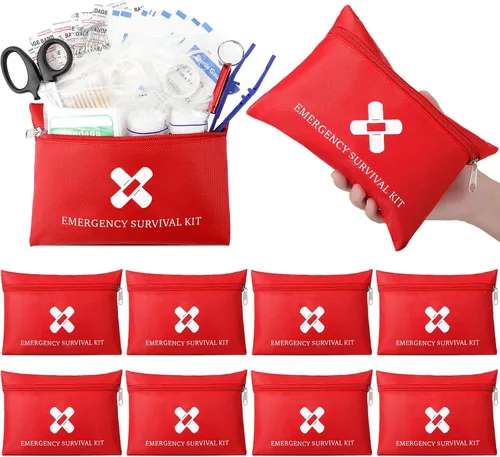 Geiserailie Paquete de 10 mini botiquines de primeros auxilios para el hogar, automóvil, viajes, campamento, graduación, deportes, senderismo,