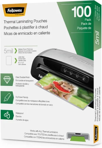 Miniatura 5 de Fellowes Saturn 3i 125 Máquina laminadora térmica con kit de inicio de bolsa de laminación autoadhesiva, bolsas de laminación térmica de 12.5