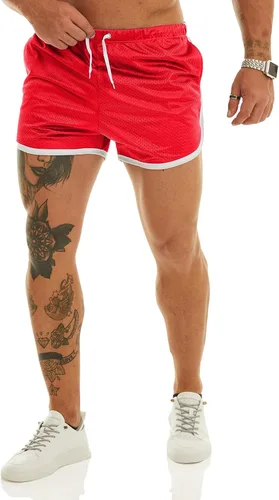 Miniatura 4 de Ouber Pantalones cortos ajustados para hombre, culturismo, entrenamiento, gimnasio, correr, pantalones cortos de levantamiento ajustados