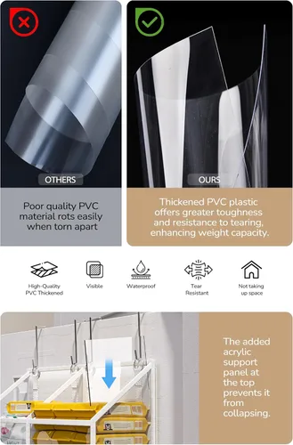 Miniatura 5 de ALLTIDYUP Organizador transparente para puerta, tela Oxford resistente, 50 libras, 5 estantes transparentes para colgar con 10 bolsillos para baño
