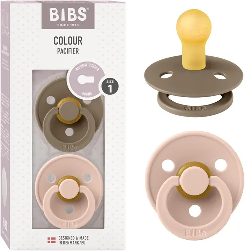 Miniatura 86 de BIBS - Paquete de 2 chupetes Bibs Colour, calmante, libre de bisfenol A, punta redonda, látex de goma natural Noche de vainilla