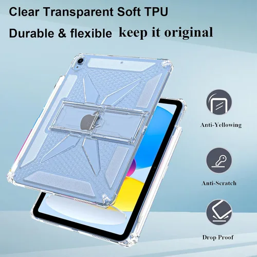 Miniatura 9 de Clear Stand Case for iPad Air 3 (Air 3rd Generation) 10.5 inch 2019 & iPad Pro 10.5 inch 2017 with Pencil Holder/Kickstand Soft TPU Back Silicone