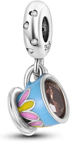 Miniatura 86 de Pandach Dijes colgantes de plata de ley 925 para pulseras y collares, dijes colgantes de Madonna con cuentas de girasol, joyería para mujer