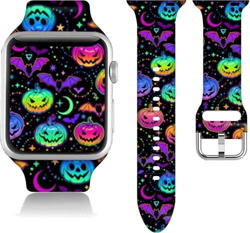 Miniatura 35 de Compatible con Apple Watch de copo de nieve de 38/40/41/42/44/45/46/1.929 in para mujeres y hombres, correa de repuesto de silicona suave para Hojas