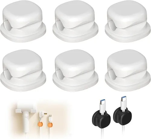 Miniatura 9 de Paquete de 6 organizadores magnéticos de cables de carga, organizador de cables, clips magnéticos para organizar cables con soporte adhesivo