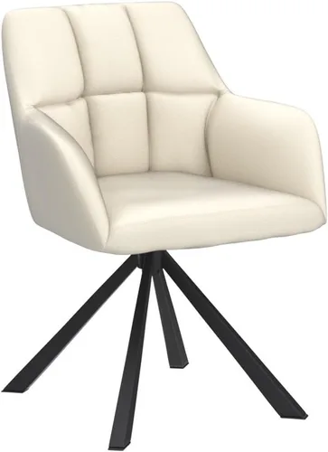 Miniatura 4 de EALSON Cómoda silla de escritorio de cuero, moderna silla de trabajo para computadora, sin ruedas, silla giratoria con brazo de respaldo medio