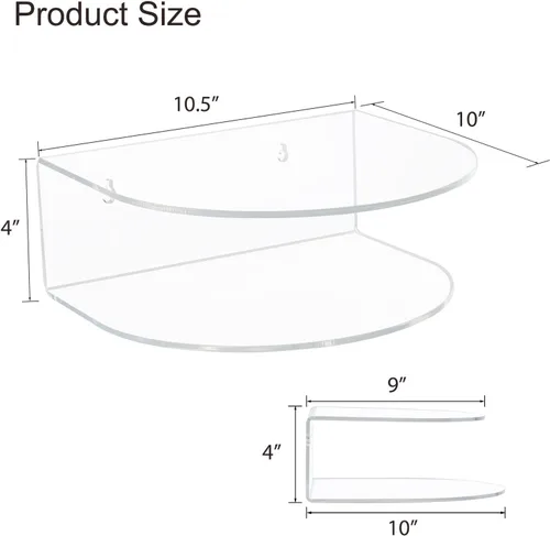 Miniatura 2 de HMYHUM Juego de 2 mesitas de noche flotantes de acrílico, mesa de noche montada en la pared para dormitorio, colgar, carga de 8 libras, 10.5
