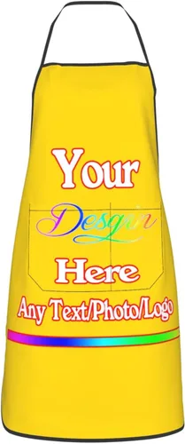 Miniatura 15 de Delantal de diseño personalizado para mujeres y hombres con bolsillos, delantal de cocina personalizado, diseño de logotipo de texto