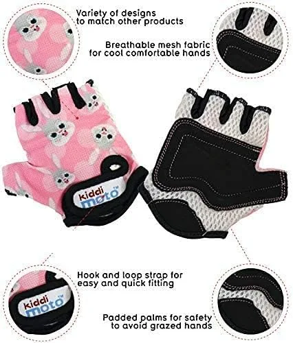 Miniatura 8 de Kiddimoto Guantes de bicicleta antideslizantes para niños y niñas, guantes de ciclismo sin dedos para niños de 2 a 8 años, guantes de ciclismo sin