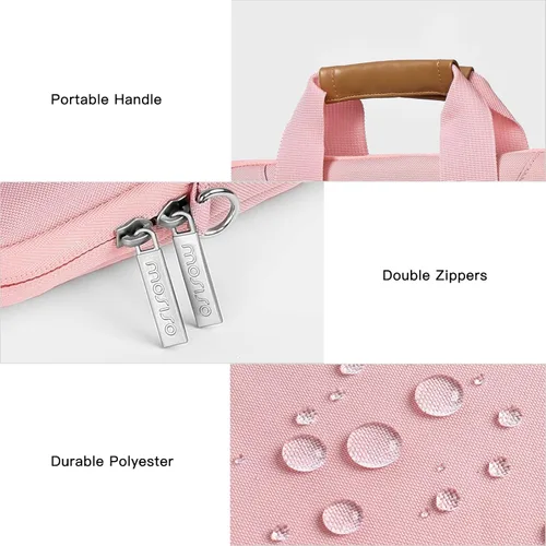 Miniatura 5 de MOSISO Bolsa de hombro vertical para laptop, bolsas de computadora de 15 a 16 pulgadas compatibles con MacBook Air de 15 pulgadas/Pro de 16 Rosa