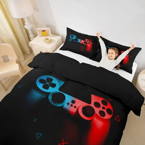 Miniatura 2 de Funda de edredón con estampado de mando de videojuegos para niños, tamaño individual (sin edredón), juego de ropa de cama Play Gamer para niños