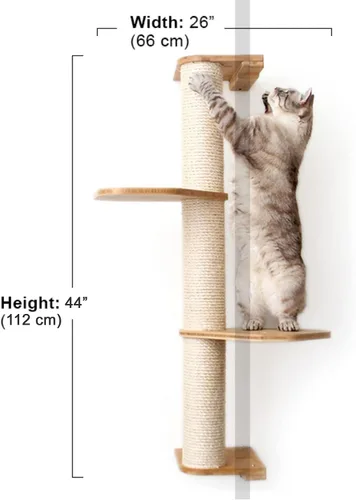 Miniatura 4 de Catastrophic Creations - Rascador de pared para gatos de 3 niveles con estantes para gatos, poste rascador de bambú y sisal para gatos, postes Bambú