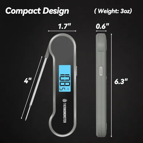 Miniatura 3 de Termómetro digital de lectura instantánea de 0.5 segundos para carne con precisión de ± 0.5 ℉, termómetro de alimentos para cocinar utensilios