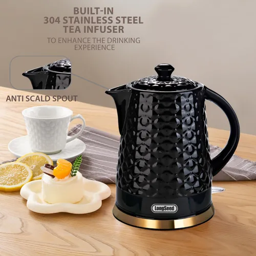 Miniatura 7 de Hervidor eléctrico de cerámica, 1.5L/1200 W hierve agua rápida y fácilmente con protección de ebullición y secado automático, base giratoria