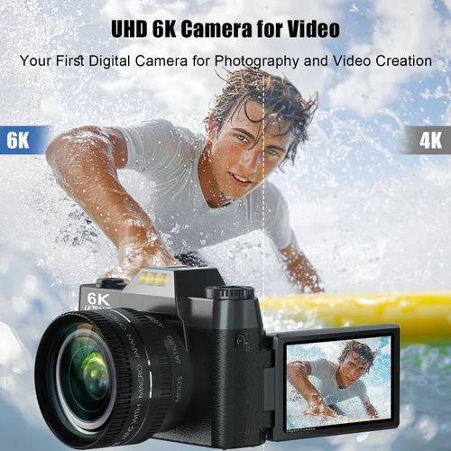 Miniatura 2 de Cámara Digital 6K para Fotografía, Cámara de Vlogging de 64MP para YouTube con Pantalla Abatible de 3" 180°, Zoom 16X con Enfoque Automático Cámaras