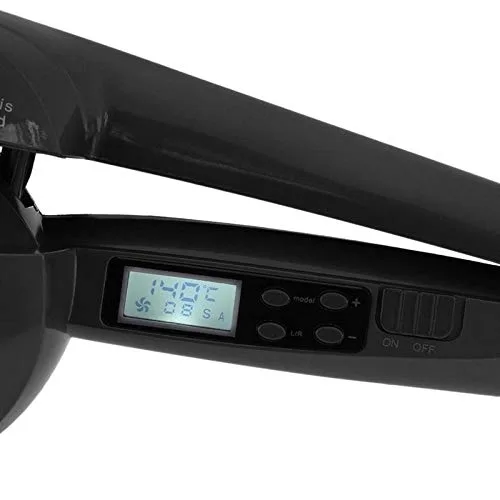 Miniatura 4 de Máquina de rizador de cerámica automática Temperatura de voltaje universal ajustable, rizador de pelo profesional Máquina de cerámica giratoria Negro