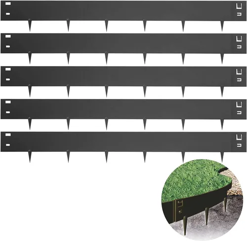 Miniatura 9 de Borde de acero para paisaje de 4 x 39 pulgadas, borde de metal negro, borde de acero con martillo, borde de acero para jardín, 5