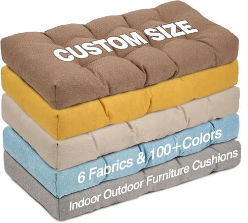 Cojines de banco personalizados, cojines de asiento copetudos antideslizantes, 6 telas/4 pulgadas de grosor para interiores y exteriores, patio,