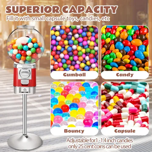 Miniatura 5 de Simgoing Máquina expendedora con soporte de metal, máquinas expendedoras de cápsulas de monedas comerciales, máquina de chicles de centavo