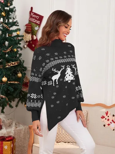 Miniatura 3 de ZAFUL Women Christmas Sweater Oversized Pullover Sweaters Casual Loose Long Sleeve Knit Tops