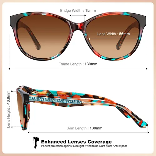 Miniatura 4 de CARFIA Cateye Polarized Sunglasses for Women UV Protection, Italy Handcrafted Acetate Frame with Embossed Pattern Wire Core