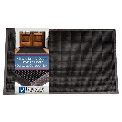 Alfombrilla de entrada de goma de alta resistencia para áreas exteriores de Durable Corporation., 36" x 72", Negro, 1