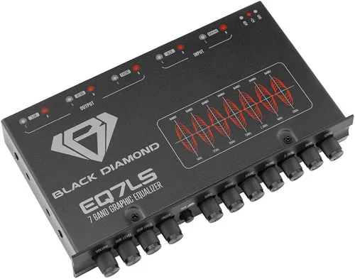 Black Diamond EQ7LS Ecualizador estéreo de 7 bandas/crossover Pre Amp Ecualizador de audio para automóvil con salida delantera trasera + subsalida