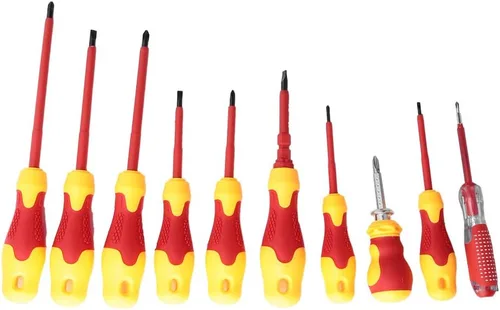 Miniatura 3 de Jeanoko Juego de destornilladores eléctricos aislados multifuncionales de 1000 V, 10 Uds. con ranura para destornilladores, herramientas