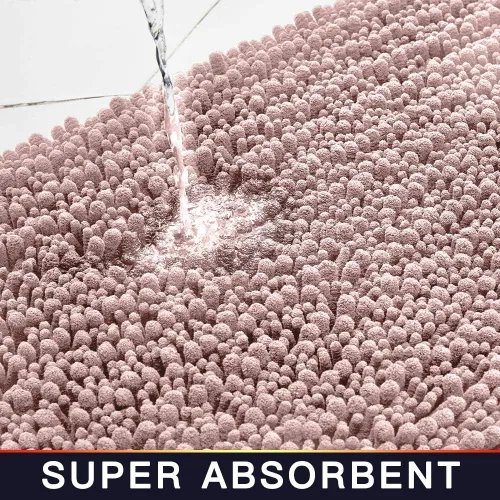 Miniatura 4 de Walensee Alfombra de baño antideslizante (24x17 pulgadas, rosa polvoriento) absorbente de agua, súper suave, lanuda de felpilla, lavable a máquina