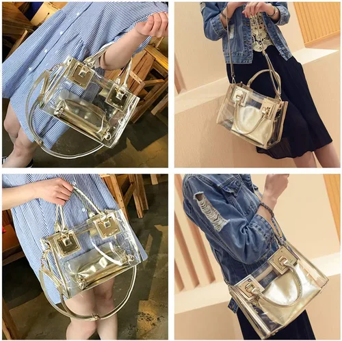 Miniatura 3 de Bolso bandolera transparente para mujer, bolso de mano de moda de diseñador 2 en 1