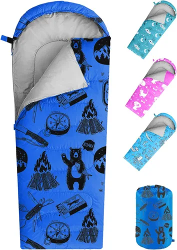 Miniatura 9 de KidzAdventure Mummy Style 32 – 59F Saco de Dormir para Niños con Funda de Almohada, 4 Estaciones, Ligero y Estilo Mochilero, Ideal para Acampar