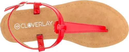 Miniatura 3 de CLOVERLAY Sandalias planas brillantes con correa en T para mujer