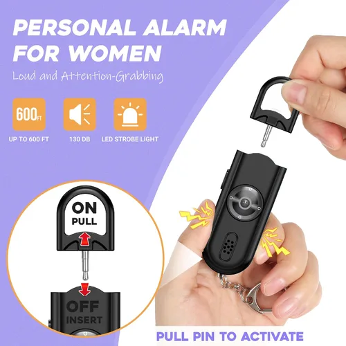Miniatura 2 de Alarma personal para mujeres y niñas, sirena fuerte, luz 2 en 1, alarma de sonido segura, altavoces dobles que ayudan a los niños, llamada
