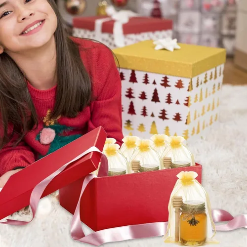 Miniatura 7 de Mini tarros de miel de vidrio, tarros de vidrio de 2 onzas con tapas, paquete de 48 tarros pequeños con cubos de madera, mini botellas transparentes