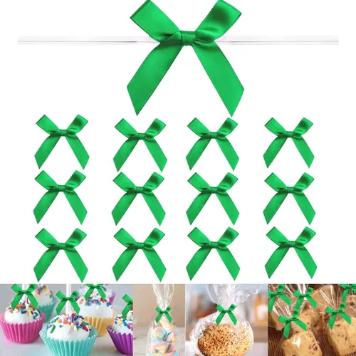 Miniatura 22 de 100 lazos preatados azul satinado de 3 pulgadas con lazos giratorios, bolsas de golosinas, paletas para pasteles y galletas