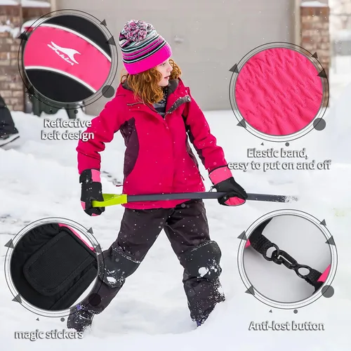 Miniatura 5 de Achiou Guantes de esquí para niños, guantes de nieve impermeables de invierno para niños, guantes de snowboard cálidos para pantalla táctil