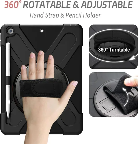 Miniatura 3 de ZenRich Funda a prueba de golpes para iPad de 9ª/8ª/7ª generación de 10.2 pulgadas 2021/2020/2019, Funda resistente de servicio pesado con soporte