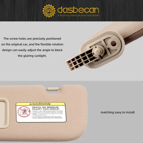 Miniatura 5 de Dasbecan - Visera solar beige para el lado del conductor izquierdo compatible con Hyundai Elantra 2011 2012 2013 2014 2015, reemplaza 852103X000TX