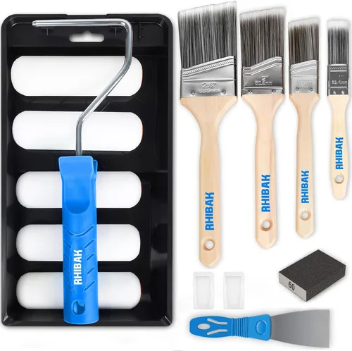 Kit de rodillos de pintura, pinceles de pintura y juego de rodillos de pintura pequeños de espuma de 4 pulgadas, herramientas de pintura todo en uno
